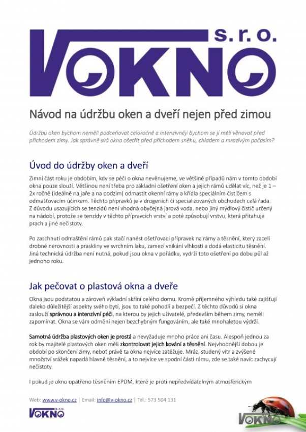 Novinka & akce-Návod na údržbu oken