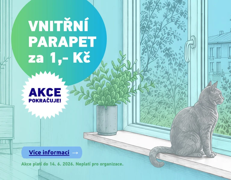 Využijte jarní nabídku a získejte vnitřní plastový parapet pouze za 1 Kč ke každému oknu.